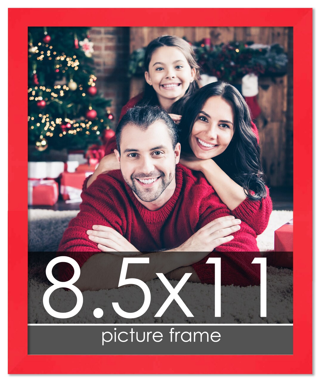 8.5x11 Classic Modern Red Picture Frame - UV Acrylic, Foam Board Backing, Hanging Hardware